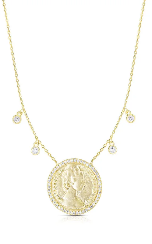 Everyday Jewelry Essentials Now On Sale CZ Pavé Vintage Coin Necklace