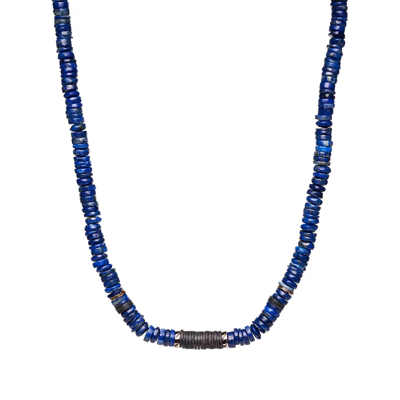 Limited-Time Offer On Elegant Jewelry Pieces Dezso 18k Classic Lapis & Coco Shell Puka Necklace, 5mm