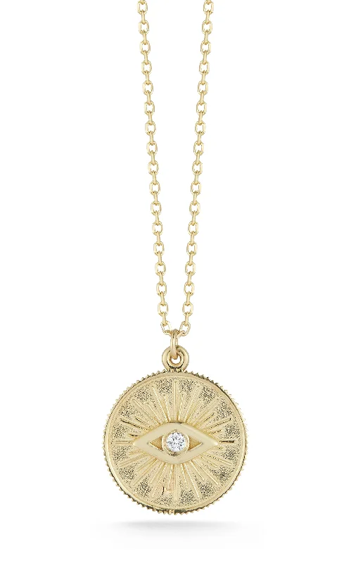 Elevate Your Jewelry Collection With Limited-Time Savings Diamond Evil Eye Medallion Necklace