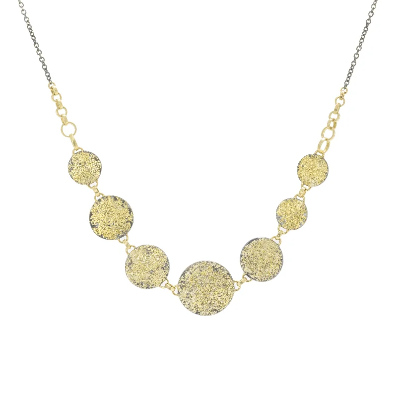 Discounted Luxury Jewelry – Shine Without The Splurge Dusted Statement Necklace - 22ky Gold, 18ky Gold + Oxidized Silver