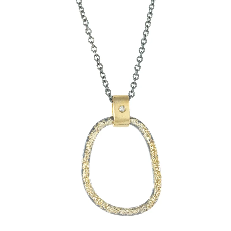 Timeless Jewelry, Timeless Savings – Don't Wait Dusted Carabiner Necklace - 22k/18k Gold, Oxidized Silver + VS Diamond