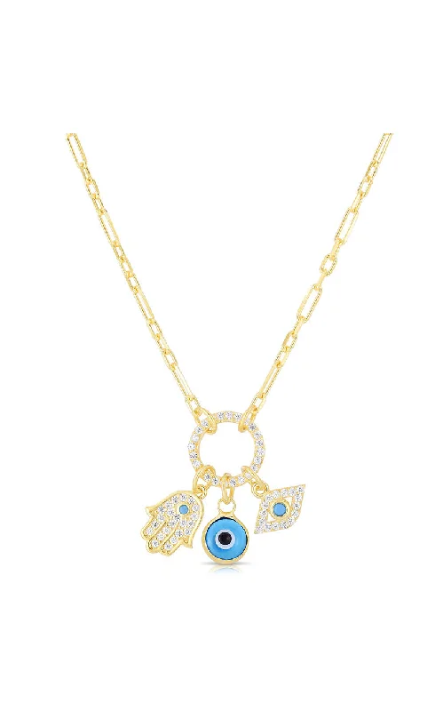 Romantic Heart-Shaped Jewelry For Special Gifts Evil Eye and Hamsa Charm Necklace