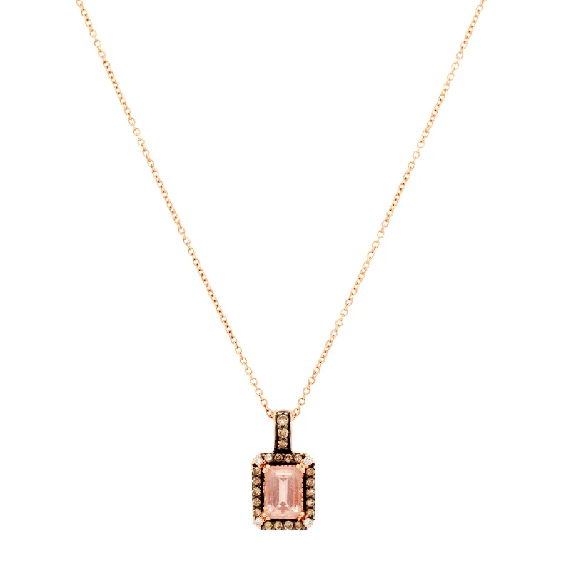 Jewelry Clearance Event – Last Chance For Stunning Deals Le Vian Peach Morganite Rectangle Pendant - 14k Rose Gold Necklace - 18"