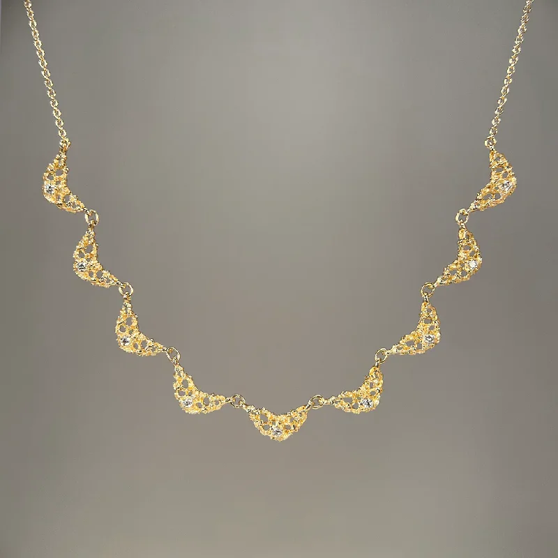 High-Quality Gemstone Jewelry For Special Occasions Lune 9 Necklace - 14k Gold + Diamonds