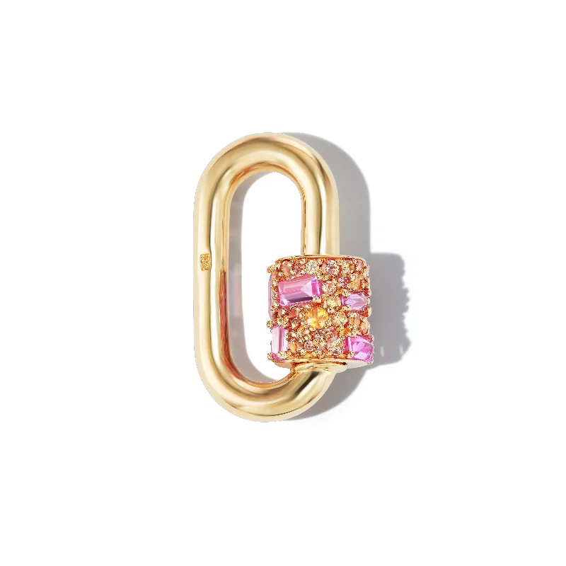 Affordable Luxury Jewelry – Style At A Great Price Marla Aaron 14k Stoned Chubby Medium Lock with Pink and Orange Sapphires