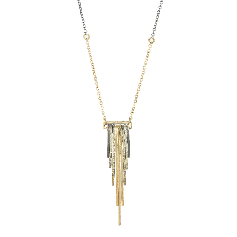 Premium Jewelry At Promotional Prices – Shine Today Mini Decidedly Deco Necklace - 22k/18k Gold, Oxidized Silver