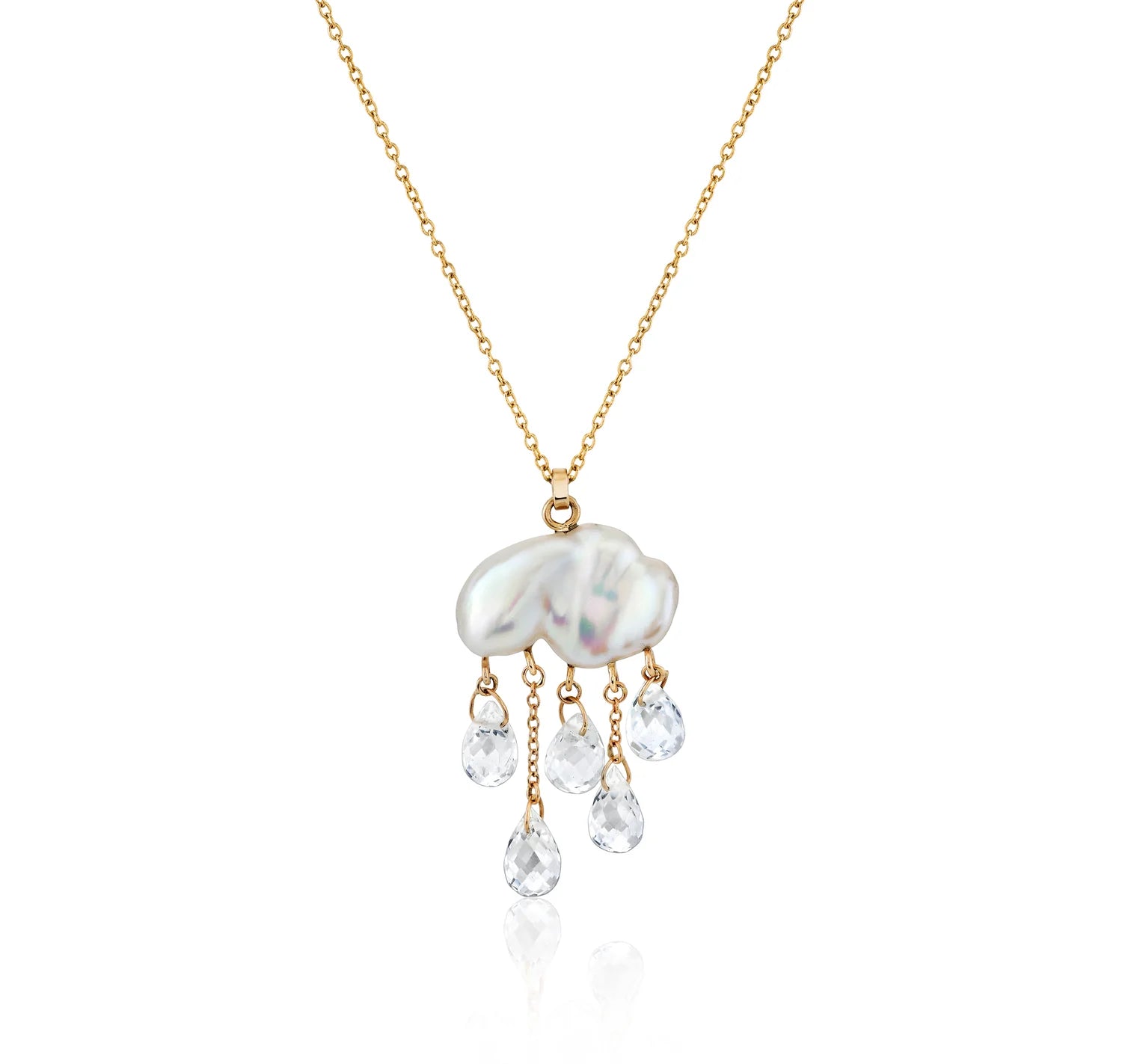 Bohemian-Inspired Jewelry For Free-Spirited Fashion Monsoon Necklace - 14k Gold, White Keshi Pearl + White Topaz