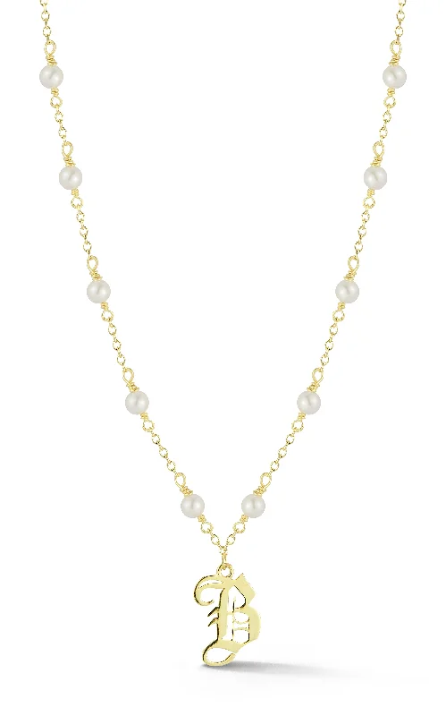 Timeless Jewelry, Timeless Savings – Don't Wait Old English Initial Pearl Necklace