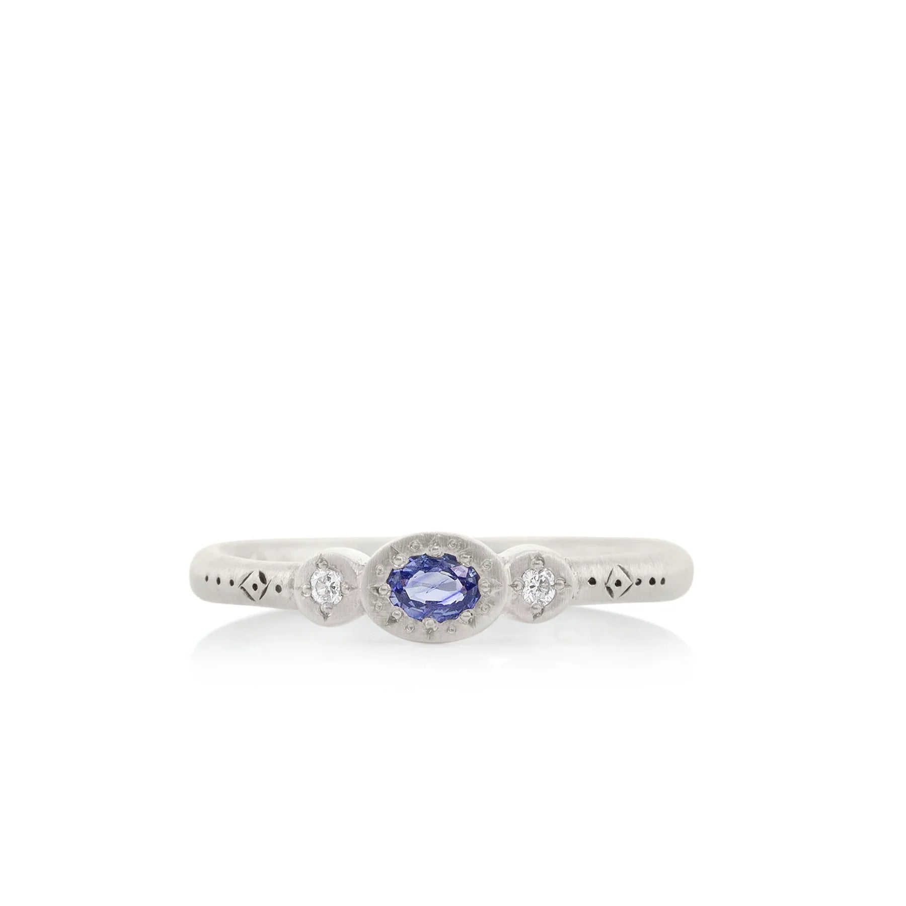 Discounted Jewelry For A Glamorous Look Oval + Round Charm Ring - Sterling Silver, Sapphire + Diamond