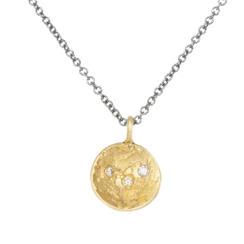 Elegant Designs, Unbeatable Discounts – Shop Jewelry Now Petite Double Gold Moon Surface Pendant - 18ky, Oxidized Silver + Reclaimed Diamonds