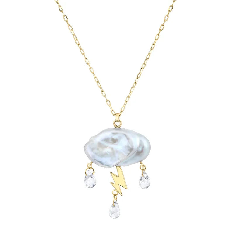 Jewelry Sale – Exclusive Styles At Lower Prices Petite Storm Cloud Necklace - 14k Gold + White Keshi Pearl + White Topaz