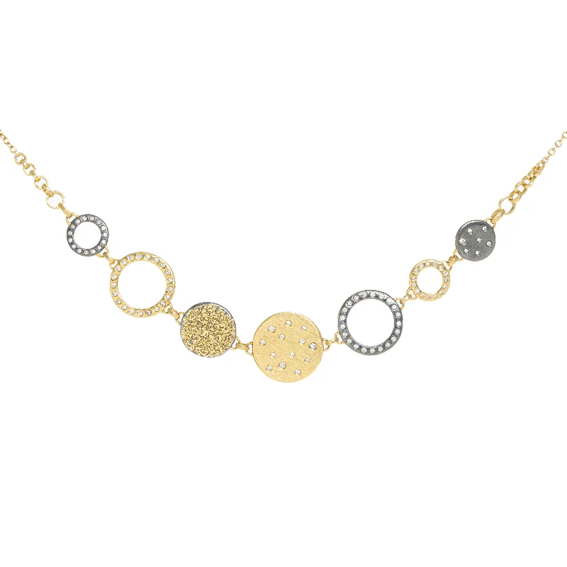 Grab Stylish Jewelry Before The Sale Ends Scattered Diamond Statement Necklace  - 22k/18k Gold, Oxidized Silver + VS Diamonds