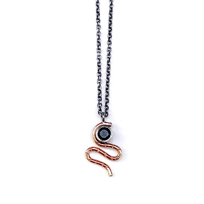 High-End Sparkle, Low-End Prices – Shop Now Serpent Necklace - 14k Gold, Sterling Silver + Black Spinel