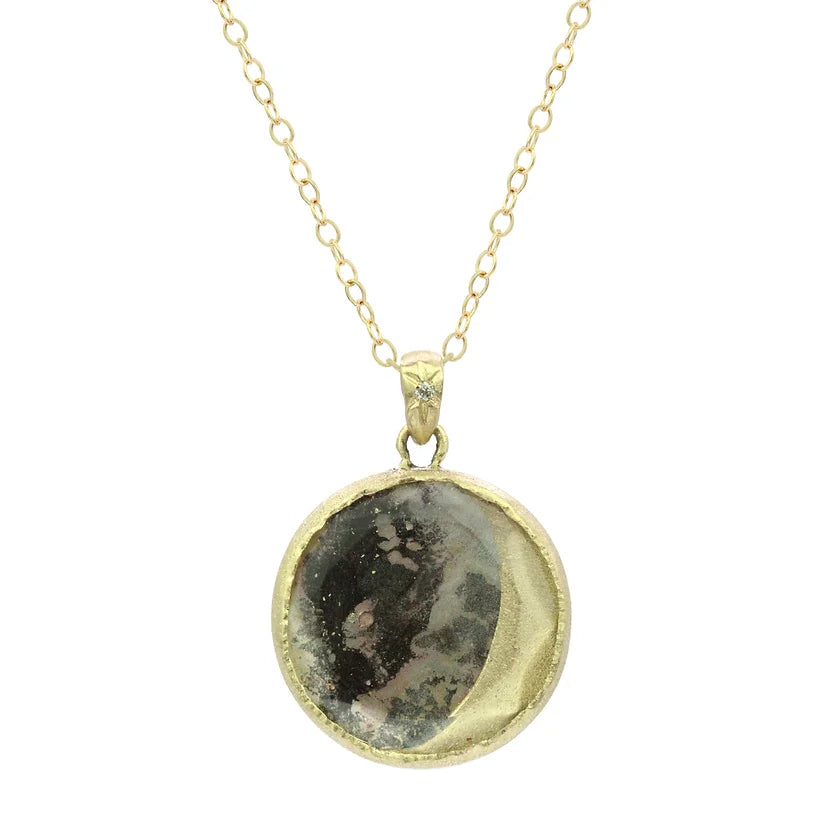 Affordable Luxury Jewelry For Every Occasion Shadow Moon Charm - 14ky, Quartz + Diamond