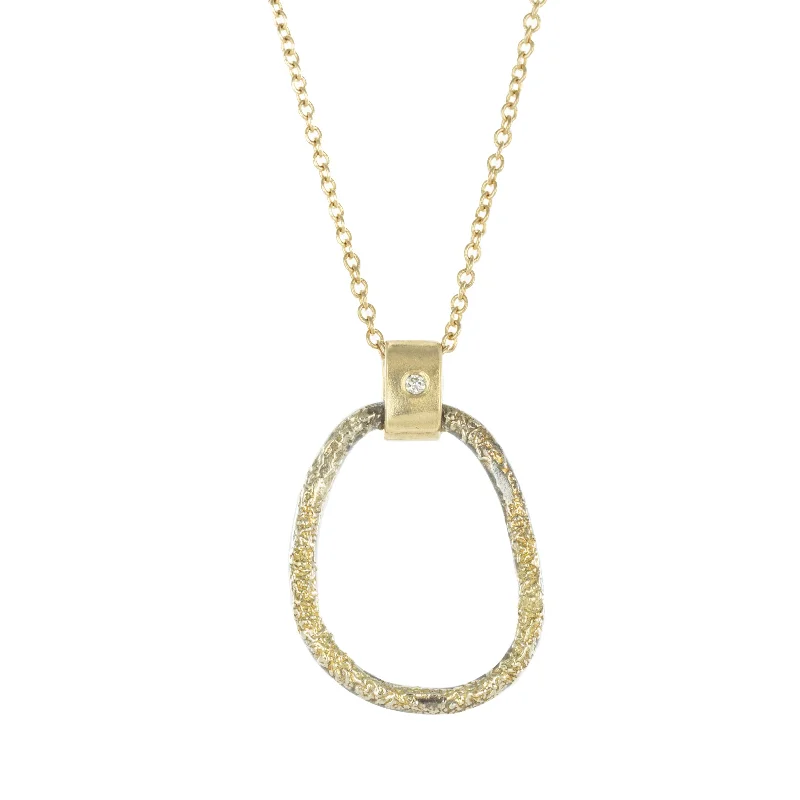 Trendy And Classic Jewelry Now At Reduced Prices Small Dusted Carabiner Necklace - 22k/18k Gold, Oxidized Silver + VS Diamond