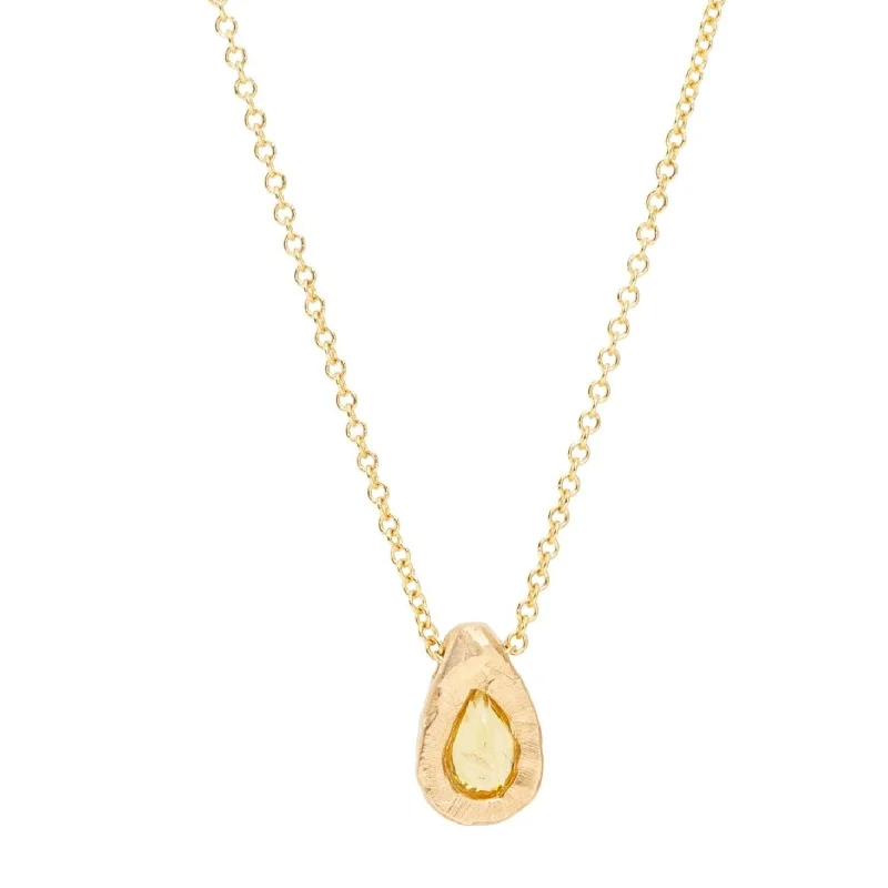 Beautiful Jewelry, Breathtaking Discounts – Hurry In Teardrop Yellow Sapphire Necklace - 18 KT