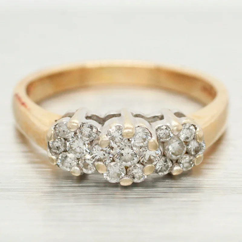 Special Offers On Handcrafted And Designer Jewelry Vintage 0.50ctw Diamond Cluster Flower Ring - 14k Yellow Gold Band - Size 7