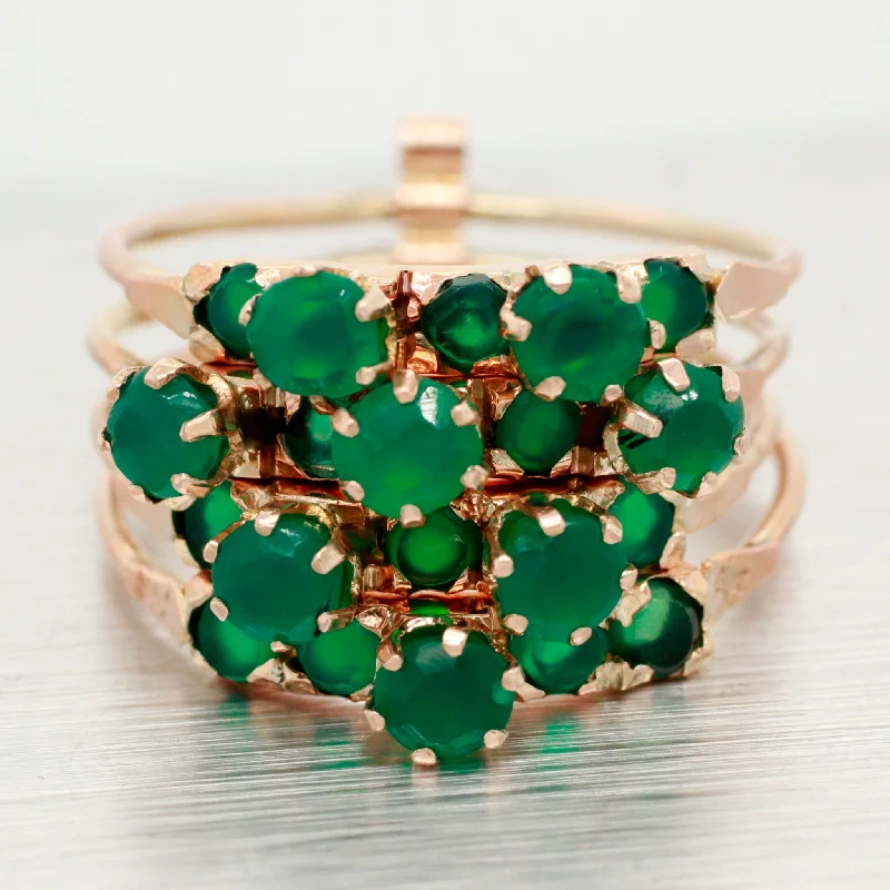 Grab Your Dream Jewelry At The Lowest Prices Vintage 1.60ctw Emerald Multi-Band Ring - 14k Yellow Gold Harem Ring