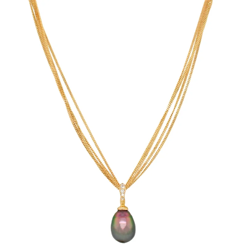 Best-Selling Jewelry Styles Now At Exclusive Discounts Vintage Tahitian Black Pearl Pendant - 14k Yellow Gold Chain Necklace 18"